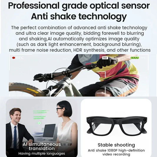 2026 Al Smart Glasses 4K HD Video 800MP Camera WiFi Transfer Chat GPT VoiceAssistant BT Call with Charging Case