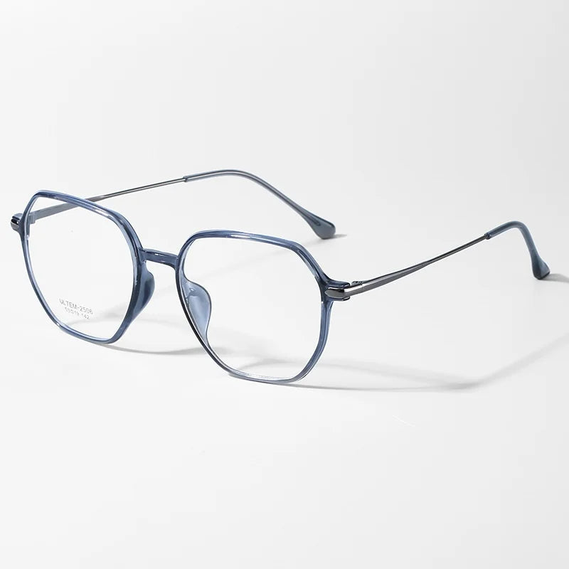 Plastic Steel Full Polygonal Reading Glasses For Men And Women Comfortable Anti Blue Light High-definition Reading Glasses+0+0.4