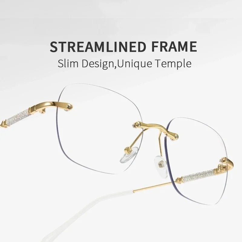 Frameless Photochromic Reading Glasses | Blue Light Blocking & Ultra Light Alloy Frame.
