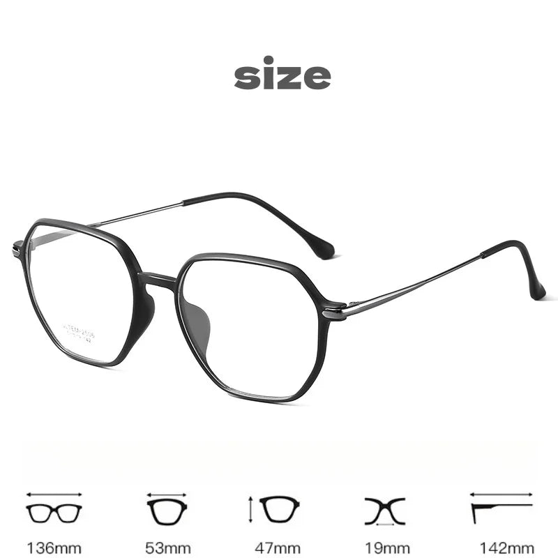Plastic Steel Full Polygonal Reading Glasses For Men And Women Comfortable Anti Blue Light High-definition Reading Glasses+0+0.4