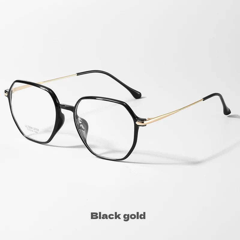 Plastic Steel Full Polygonal Reading Glasses For Men And Women Comfortable Anti Blue Light High-definition Reading Glasses+0+0.4