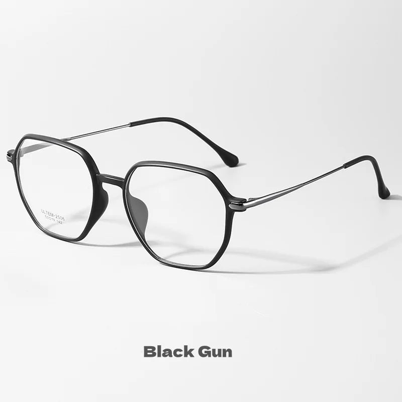 Plastic Steel Full Polygonal Reading Glasses For Men And Women Comfortable Anti Blue Light High-definition Reading Glasses+0+0.4