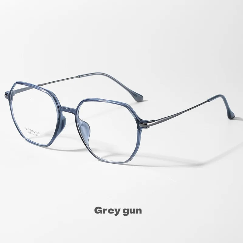 Plastic Steel Full Polygonal Reading Glasses For Men And Women Comfortable Anti Blue Light High-definition Reading Glasses+0+0.4