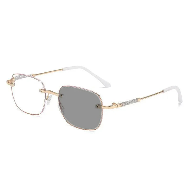 Frameless Photochromic Reading Glasses | Blue Light Blocking & Ultra Light Alloy Frame.