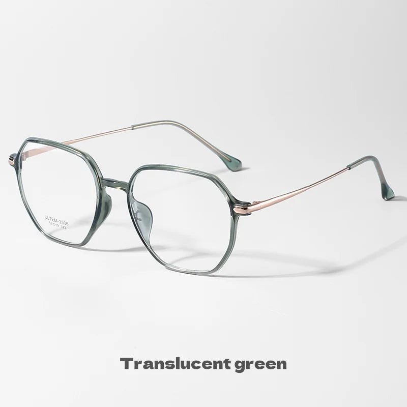 Plastic Steel Full Polygonal Reading Glasses For Men And Women Comfortable Anti Blue Light High-definition Reading Glasses+0+0.4